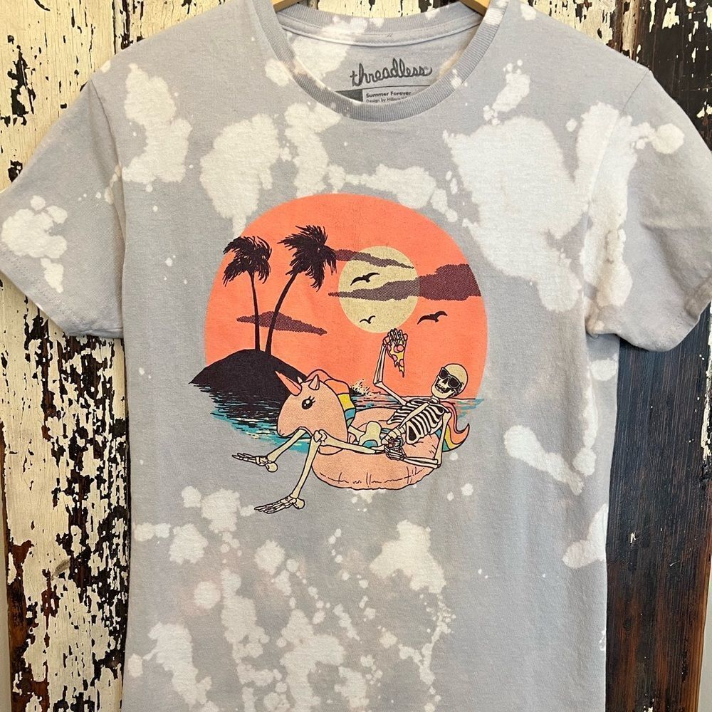 Threadless customized pool party size small unisex T-shirt.  Five Bucks!